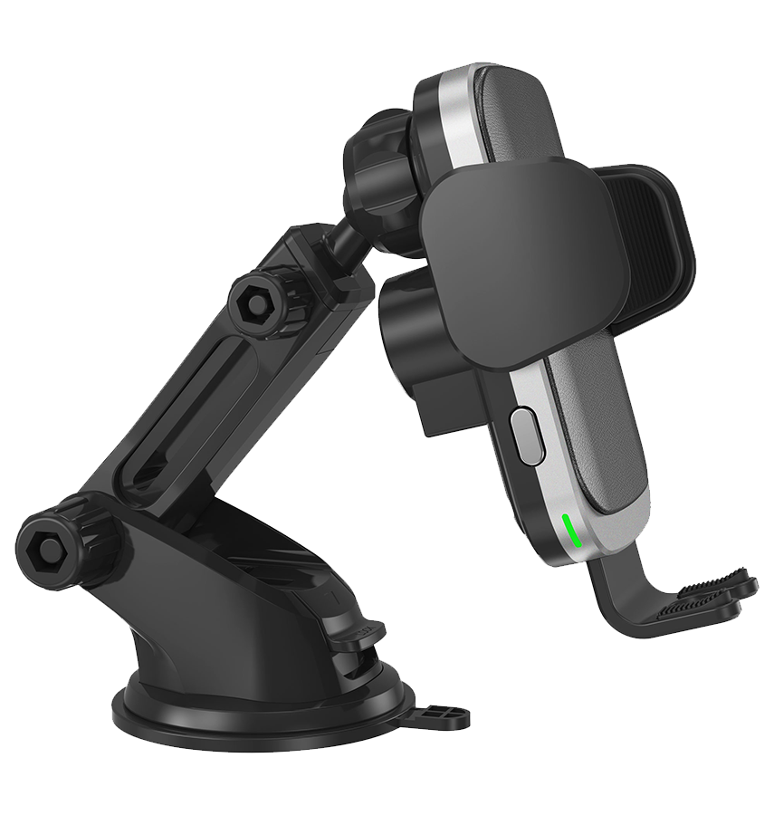 MVR T6 Car Phone Holder - Black | 15W Fast Charging, Secure Grip, Single Coil Design & Adjustable Arm image 4