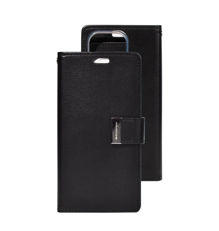 iPhone 15 Pro Max Wallet Case – Premium Black | Goospery Mercury Rich Diary PU Leather with Card Holder & Front Cash Pocket image 0