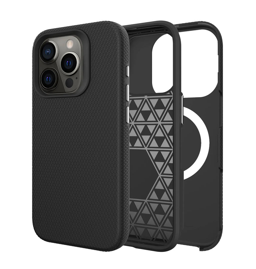 iPhone 15 Triangle Pattern MagSafe Case - Black | Rugged Shockproof Back Cover image 0