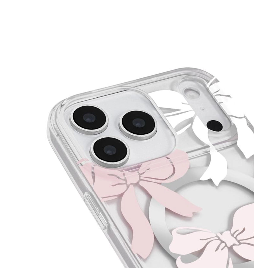 iPhone 17 Pro Max Tied With a Bow MagSafe Case – Clear/Pink/White | Kate Spade Protective Cover with Stylish, Slim & Durable Design image 1