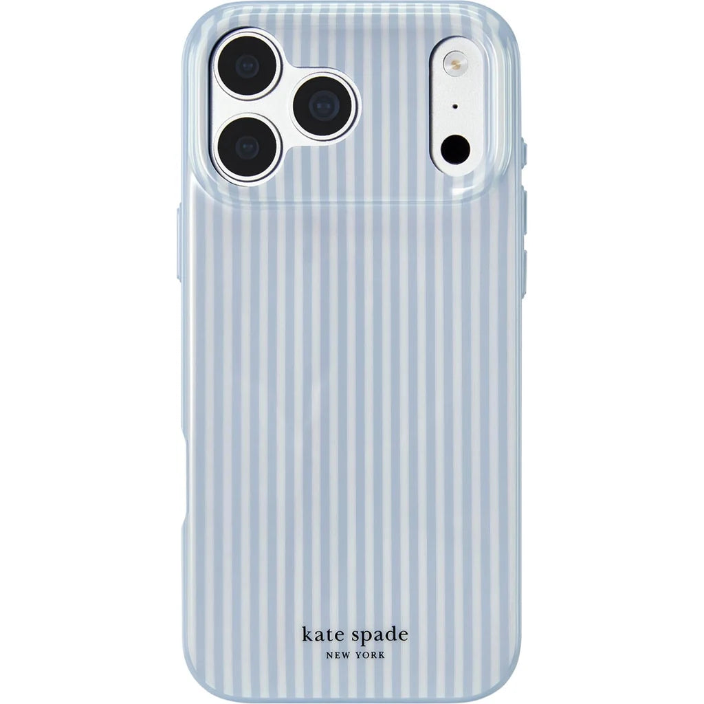 iPhone 18 Pro Kate Spade Diamond Blue Stripe Case | MagSafe Cover with Chic Stripe Pattern