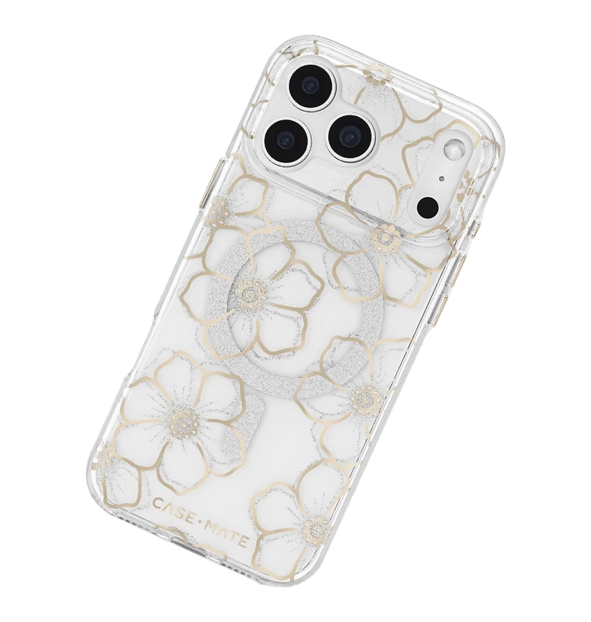 iPhone 17 Pro Max Floral Gems MagSafe Case – Gold | Case-Mate Stylish Protective Cover with Slim, Durable & Drop Protection image 1
