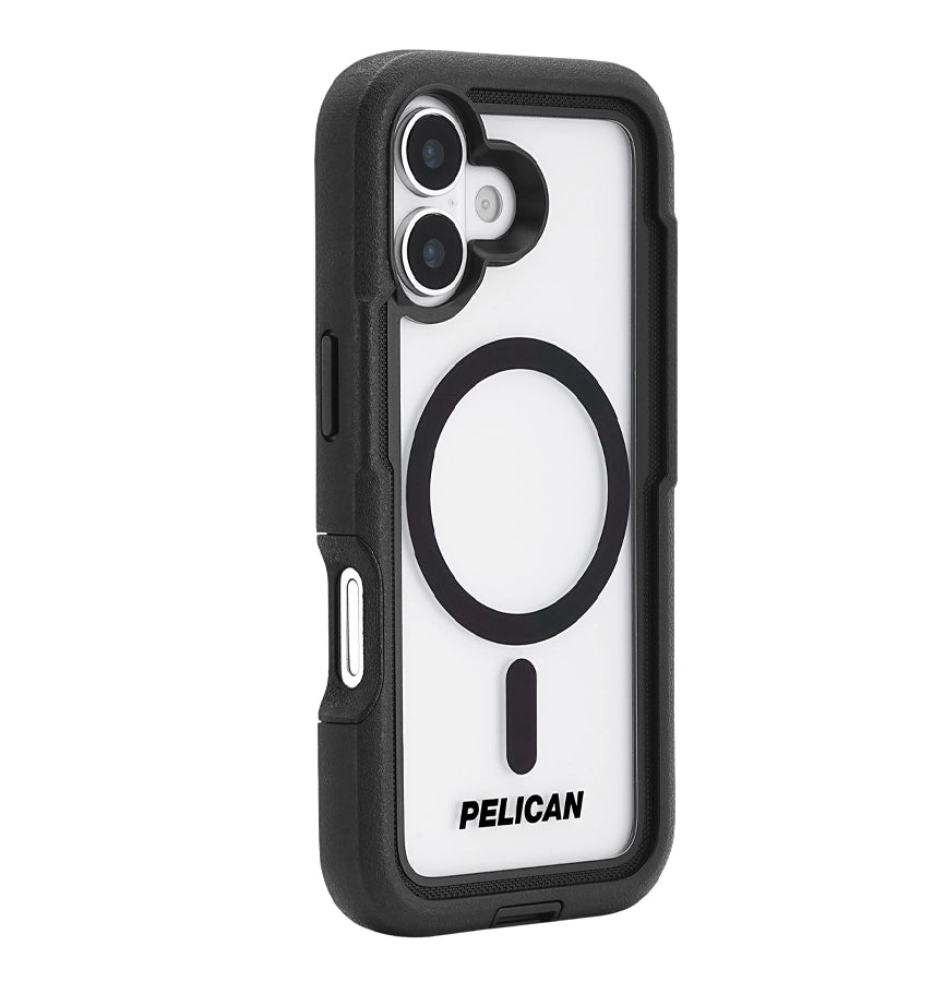 iPhone 17 Case – Black/Clear | Pelican Voyager MagSafe Cover with Holster, Heavy-Duty Protection & Belt Clip image 1
