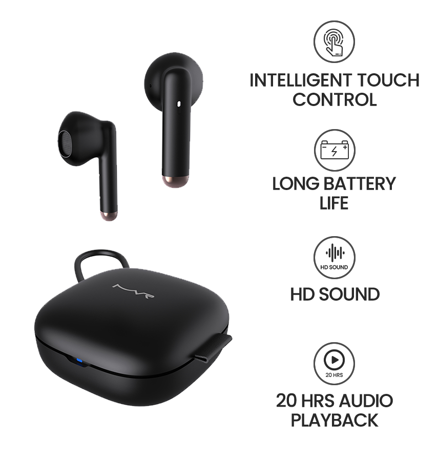 MVR Mavis Wireless Earbuds – Black | Bluetooth 5.2, 25H Playtime, Comfort – Fit & Touch Controls image 6