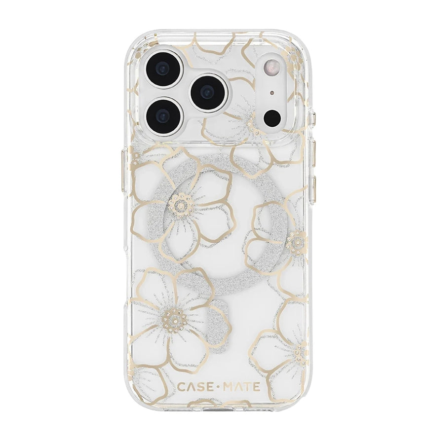 iPhone 17 Pro Max Floral Gems MagSafe Case – Gold | Case-Mate Stylish Protective Cover with Slim, Durable & Drop Protection image 0