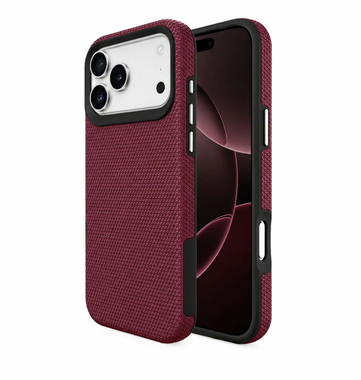 iPhone 18 Pro Max / 17 Pro Max Triangle Case - Burgundy | Dual-Layer Cover with Magnetic Mount Compatibility
