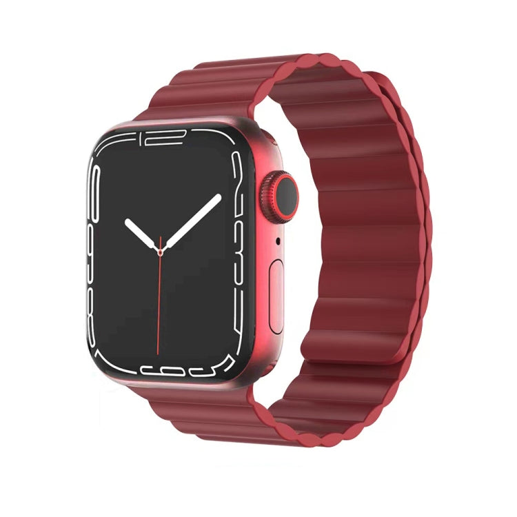 Apple Watch 42/44/45/49mm Silicone Magnetic Band – Wine Red | Modi Series Soft Touch, Secure Fit