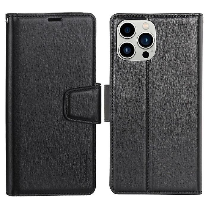 iPhone 13 Pro Wallet Case - Black | Hanman Magnetic Detachable Leather Case