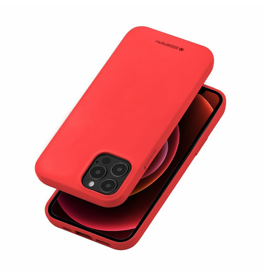 iPhone 14 Pro Silicone Case – Red | Goospery Mercury Premium Microfiber Lining with Anti-Slip Grip