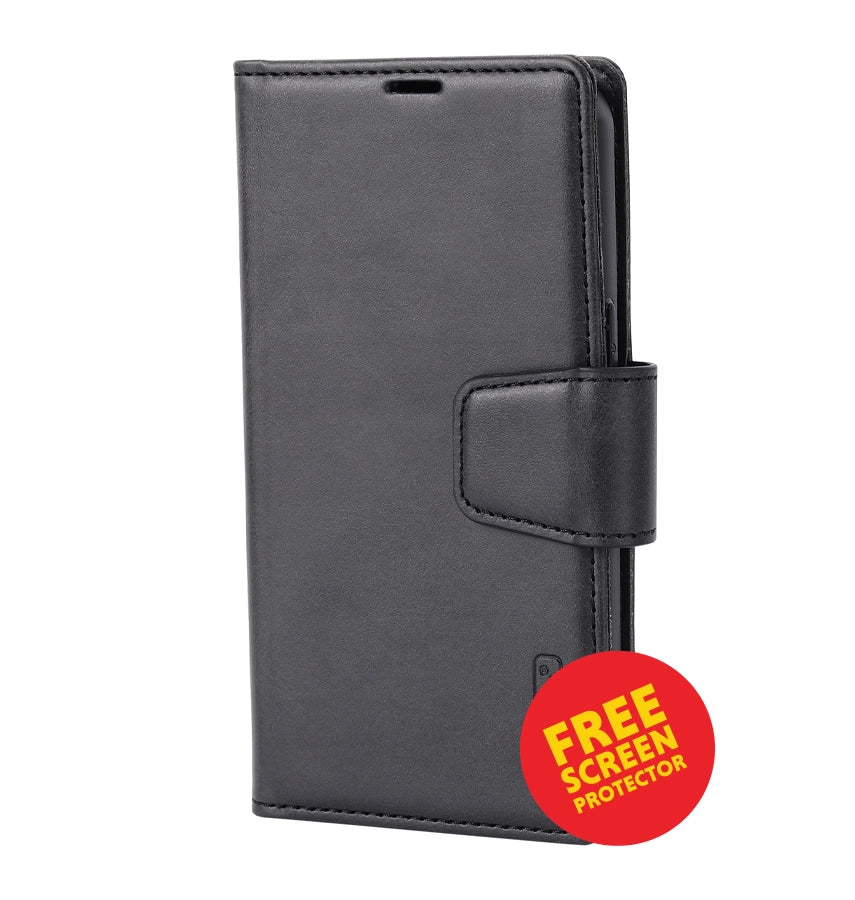 Samsung S26 Ultra Diary Case – Black | Hanman Magnetic Detachable Leather Cover with Card Holder & Secure Protection image 0