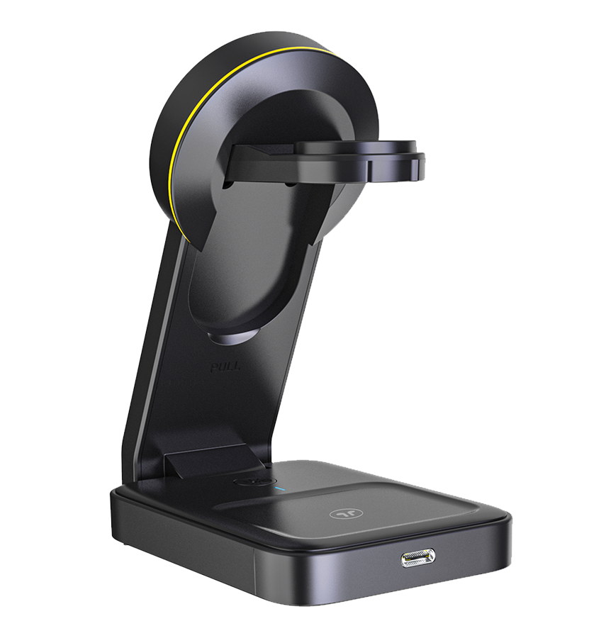 MVR Portable 3 - in - 1 Magnetic Charger - Black | Foldable Travel Charging Station for iPhone, AirPods & Apple Watch image 1
