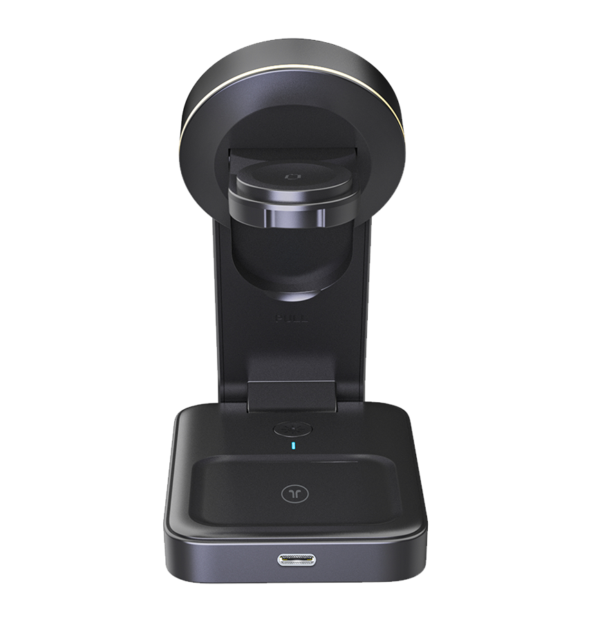 MVR Portable 3 - in - 1 Magnetic Charger - Black | Foldable Travel Charging Station for iPhone, AirPods & Apple Watch image 3