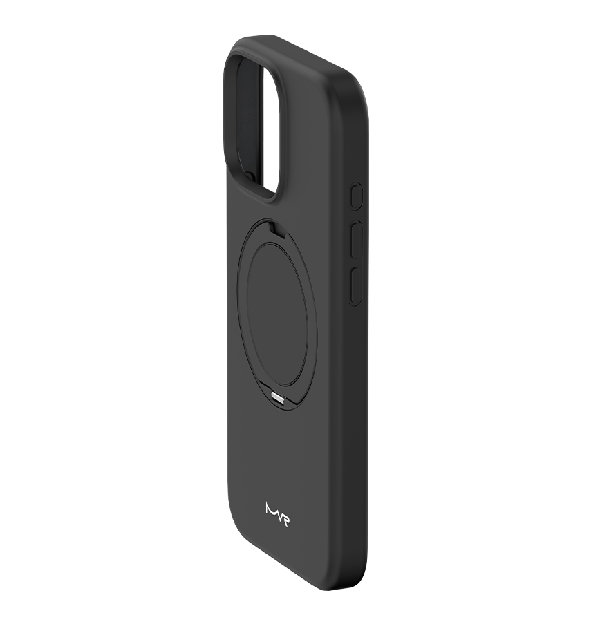 iPhone 16 Pro - Black | MVR Liquid Silicone Stand Cover, Soft - Touch, Adjustable Kickstand image 2