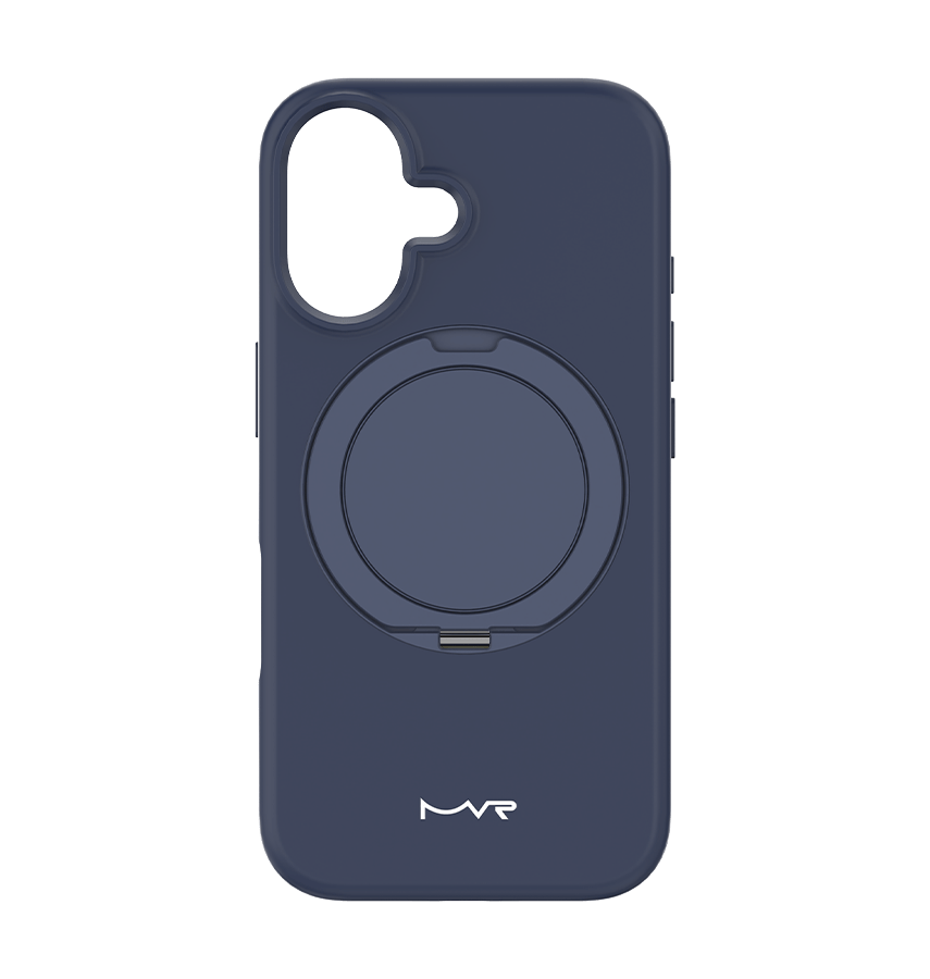 iPhone 16 MVR Liquid Silicone Stand Case - Navy Blue | Soft - Touch, Adjustable Kickstand image 0