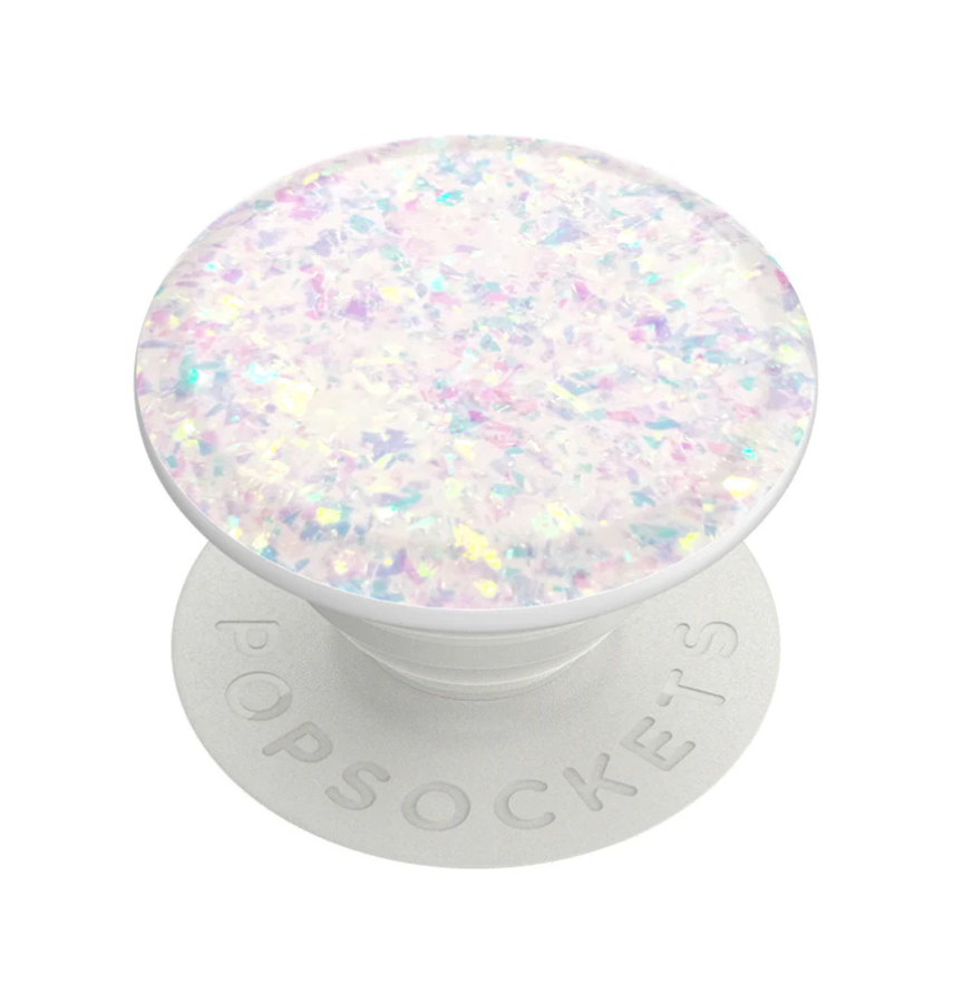 PopSockets PopGrip Phone Holder - Iridescent Confetti White | Expandable Kickstand & Secure Phone Grip image 0