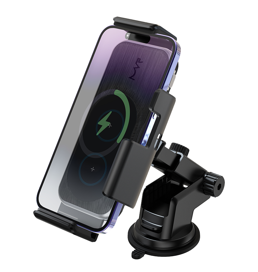 MVR Z1 15W Wireless Charging Car Holder with 90-Degree Rotation - Black image 2