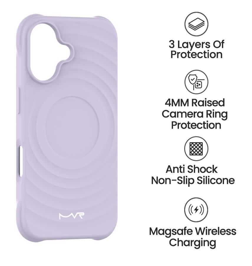 iPhone 16 Plus MVR Wave Silicone Case - Lavender | Shockproof & Slim Fit Back Cover image 4