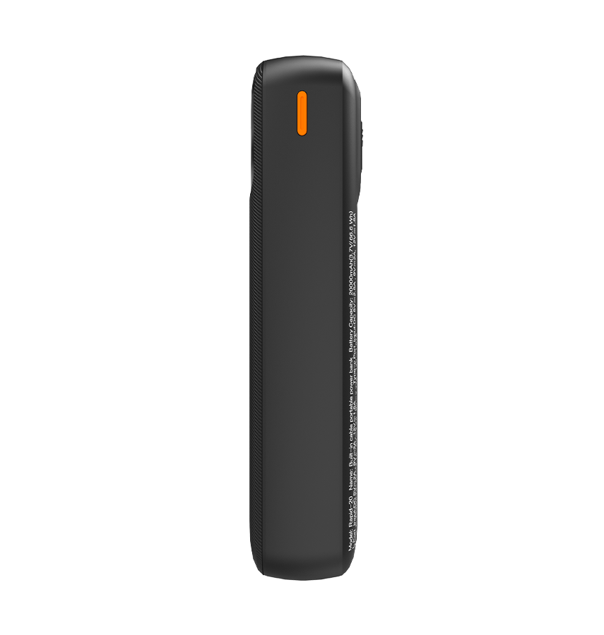 Rapid 20W Power Bank – Black | MVR Ultrafast Series, 20,000 mAh Capacity with Built‑in Cable image 4