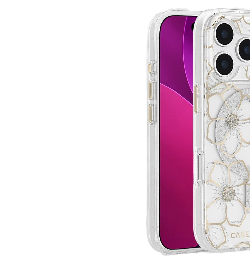iPhone 17 Pro Floral Gems MagSafe Case – Gold | Case-Mate Stylish Protective Cover with Slim, Durable & Drop Protection image 1