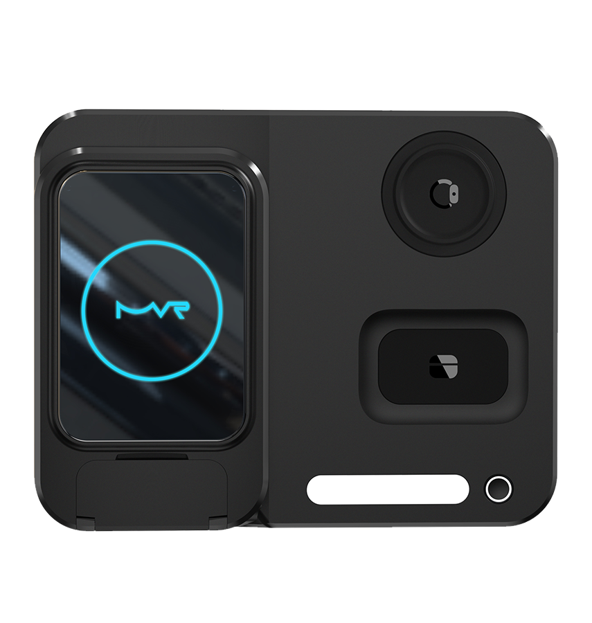 MVR Black Foldable 3 in 1 Charging Stand Universal Charger with Light - DC-2 image 0