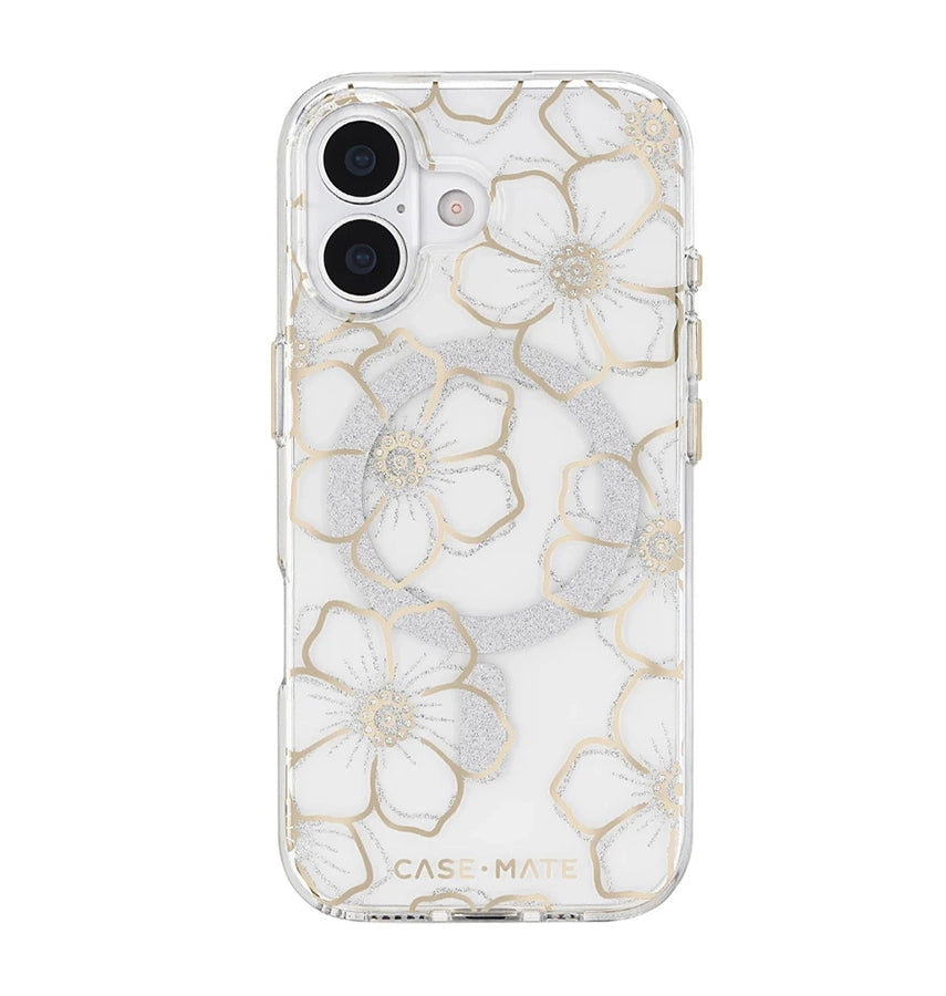 iPhone 17 Floral Gems MagSafe Case – Gold | Case-Mate Stylish Protective Cover with Slim, Durable & Drop Protection image 0