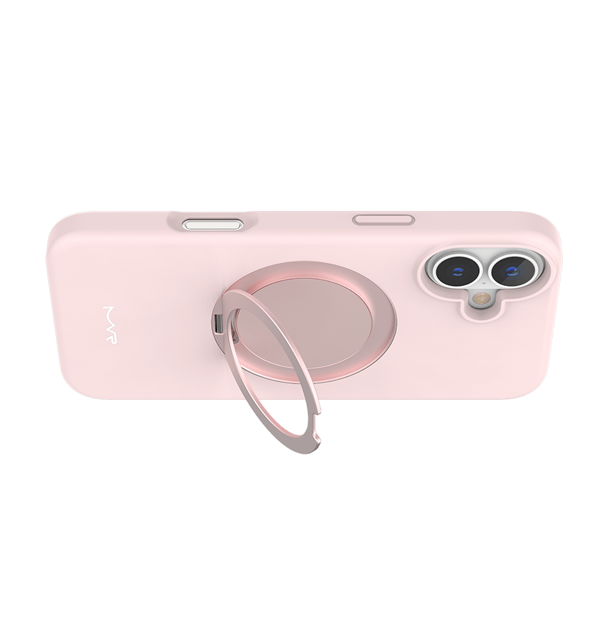 iPhone 16 MVR Liquid Silicone Stand Case - Pink Sand | Soft - Touch, Adjustable Kickstand image 3