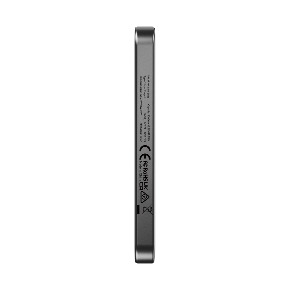 Slim Snap 2.0 5000mAh MagSafe MVR Power Bank - Black | Wireless Qi Charging Compact Design image 5