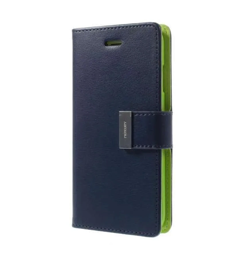 iPhone 15 Wallet Case – Navy | Goospery Mercury Rich Diary Flip Cover with Card Slots image 0
