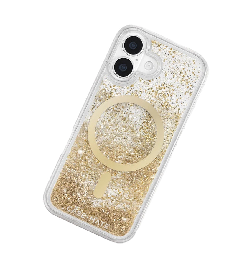 iPhone 17 Magsafe Case – Gold | Case-Mate Waterfall Holographic Finish, Liquid Glitter Effect, Wireless Charging image 1