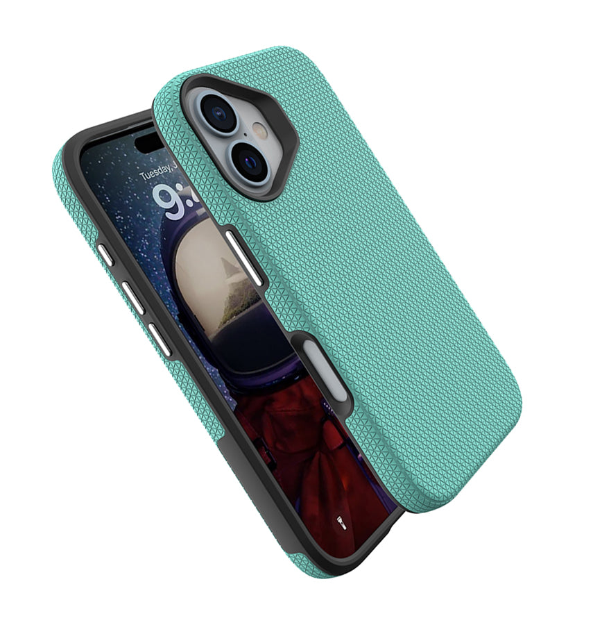 iPhone 16 Plus Triangle Pattern MagSafe Case - Mint Green | Rugged Shockproof Back Cover image 1