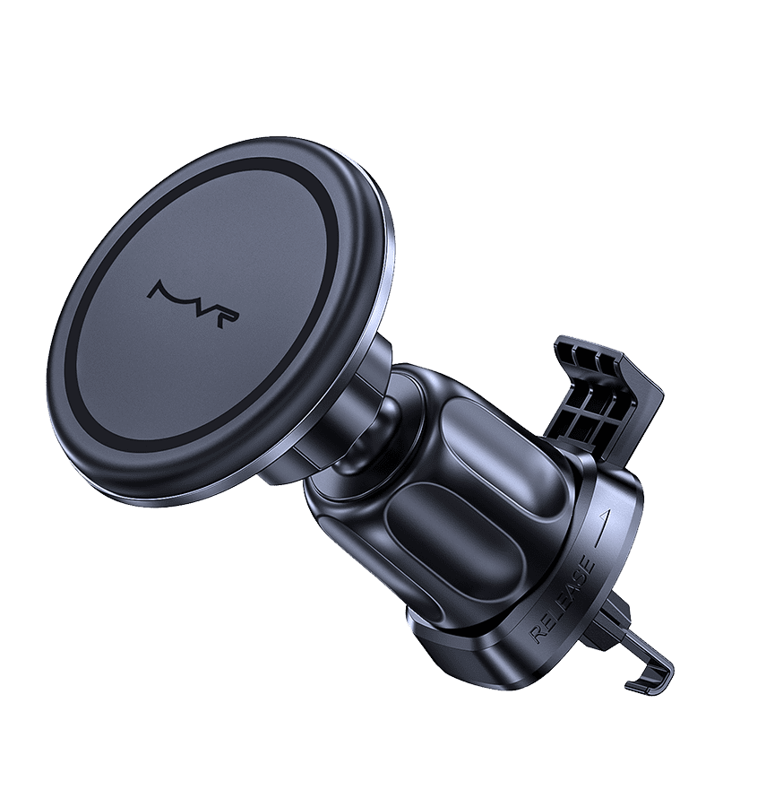 MVR T5 MagSafe Car Charger - Black | 360° Rotating, 15W Fast Charge Wireless Phone Holder image 0