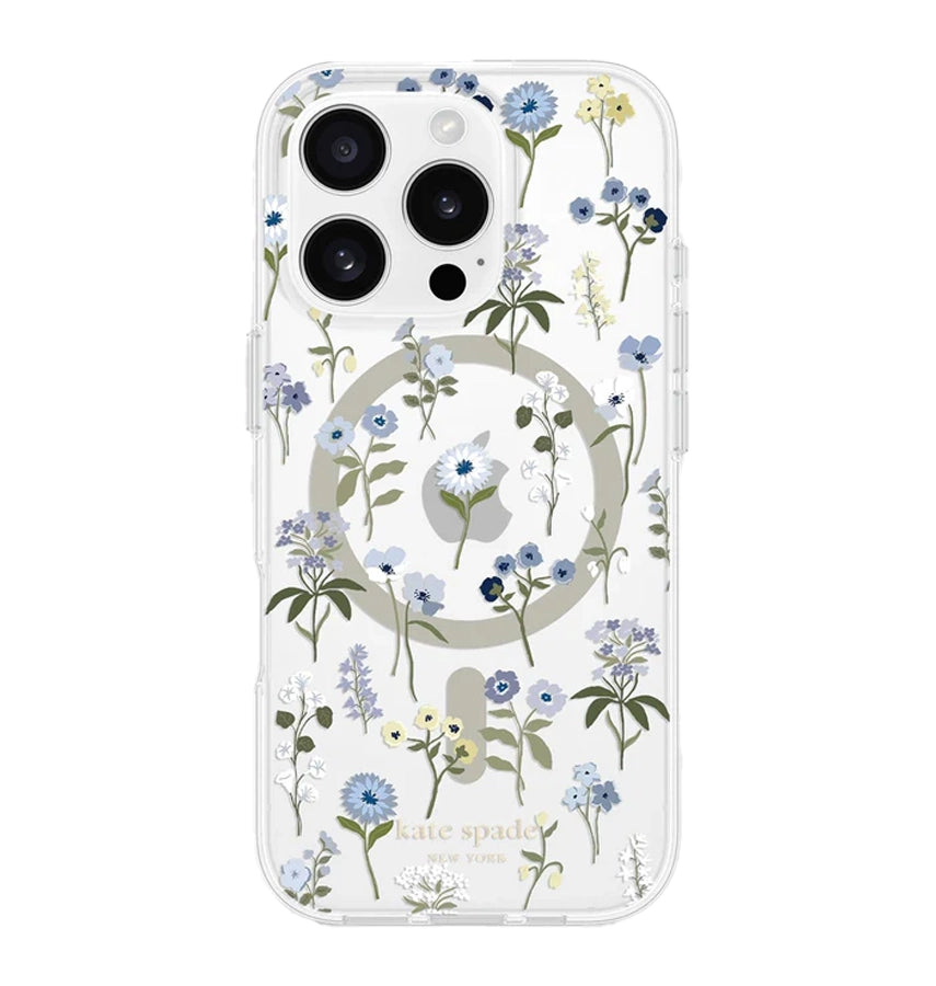iPhone 16 Pro Precious Bloom MagSafe Case – Clear Blue | Kate Spade Protective Cover with Elegant, Slim & Durable Design image 0