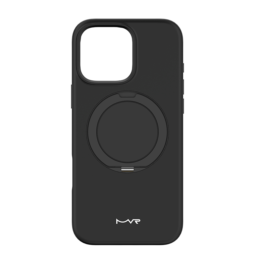 iPhone 16 Pro - Black | MVR Liquid Silicone Stand Cover, Soft - Touch, Adjustable Kickstand image 0