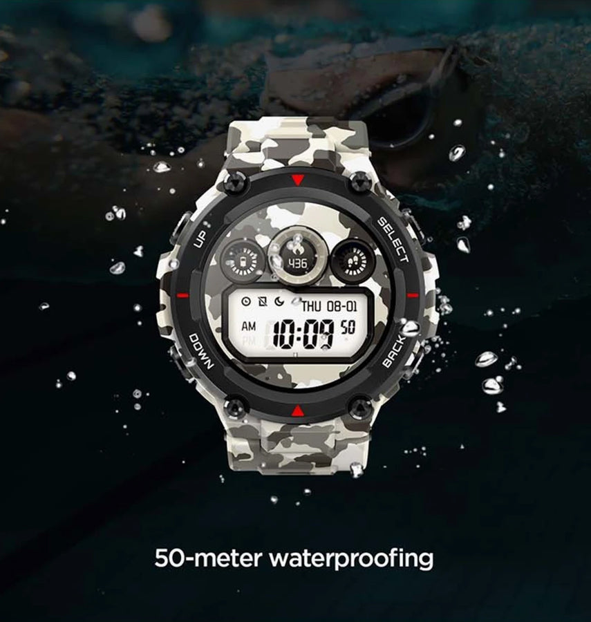 Amazfit T - Rex Camo Green Band - Rugged Silicone, Military - Grade Durability, Quick - Release Strap image 3