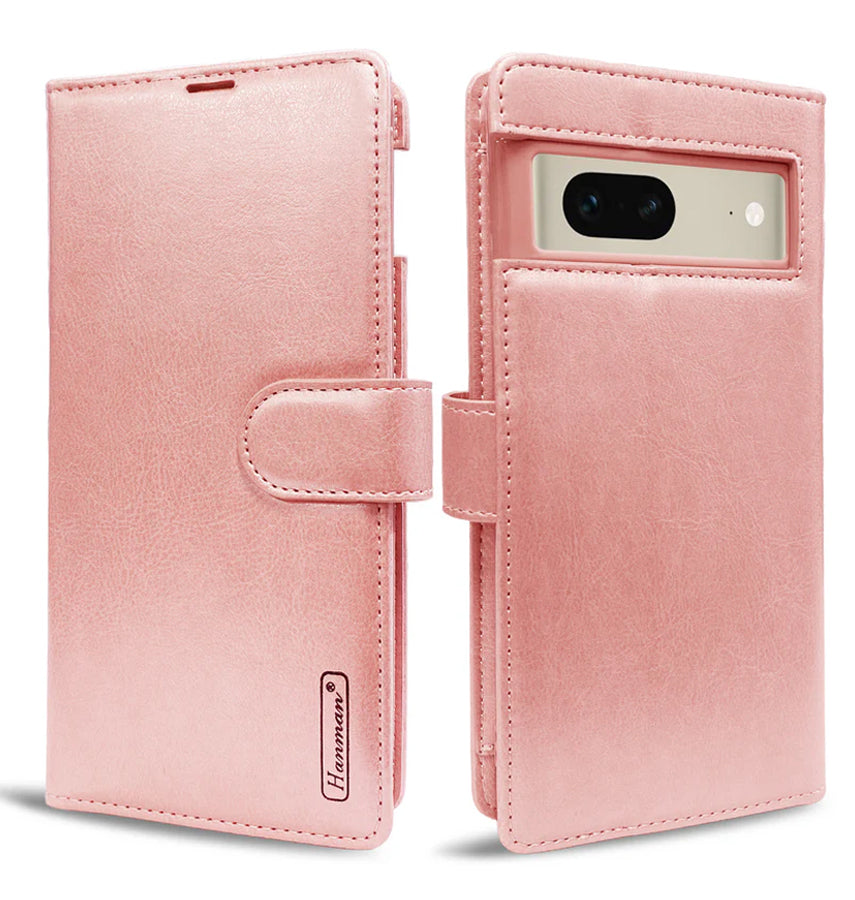 Google Pixel 8a Wallet Case - Rose Gold | Hanman Diary Flip Cover with Card Slots image 0