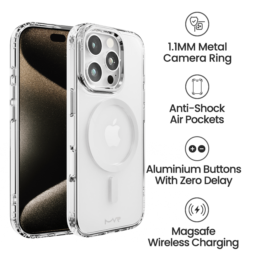 iPhone 16 Pro Max MVR Impact IMD Case - Silver | Shockproof Hybrid Design, Premium Metallic Finish image 4