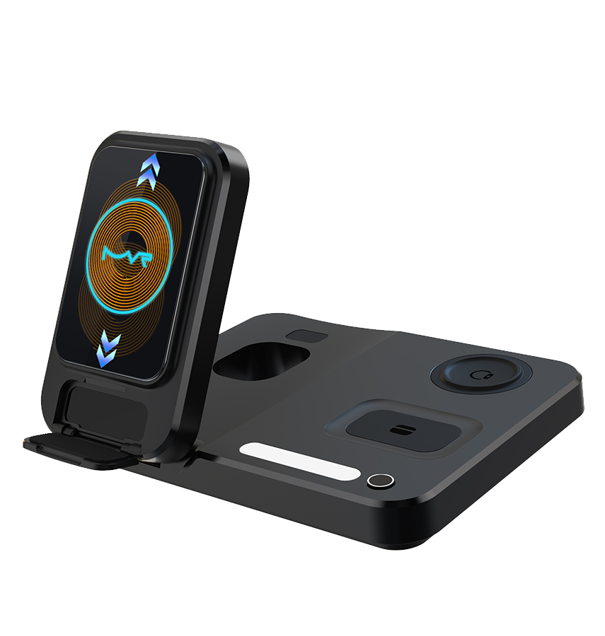 MVR Black Foldable 3 in 1 Charging Stand Universal Charger with Light - DC-2 image 2