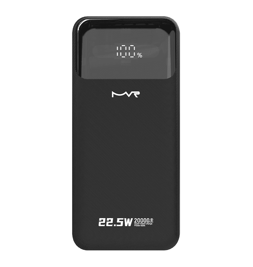 Rapid 20W Power Bank – Black | MVR Ultrafast Series, 20,000 mAh Capacity with Built‑in Cable image 0
