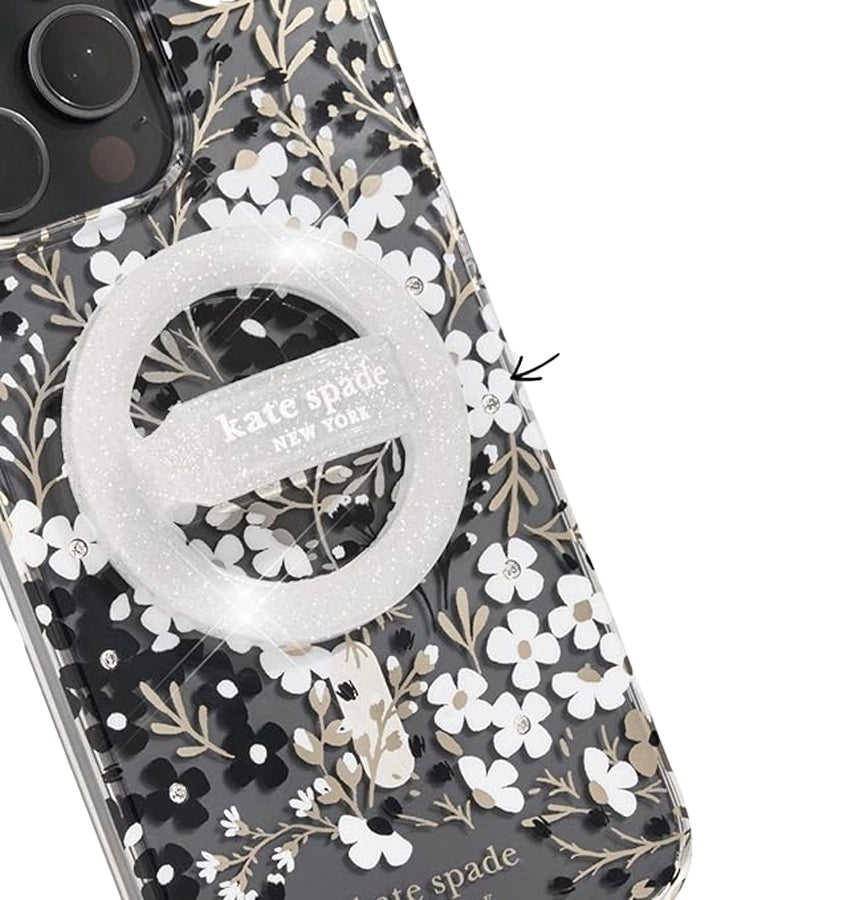 Magnetic MagSafe Loop Grip – Sparkle Silver | Kate Spade Stylish & Functional Phone Accessory image 1