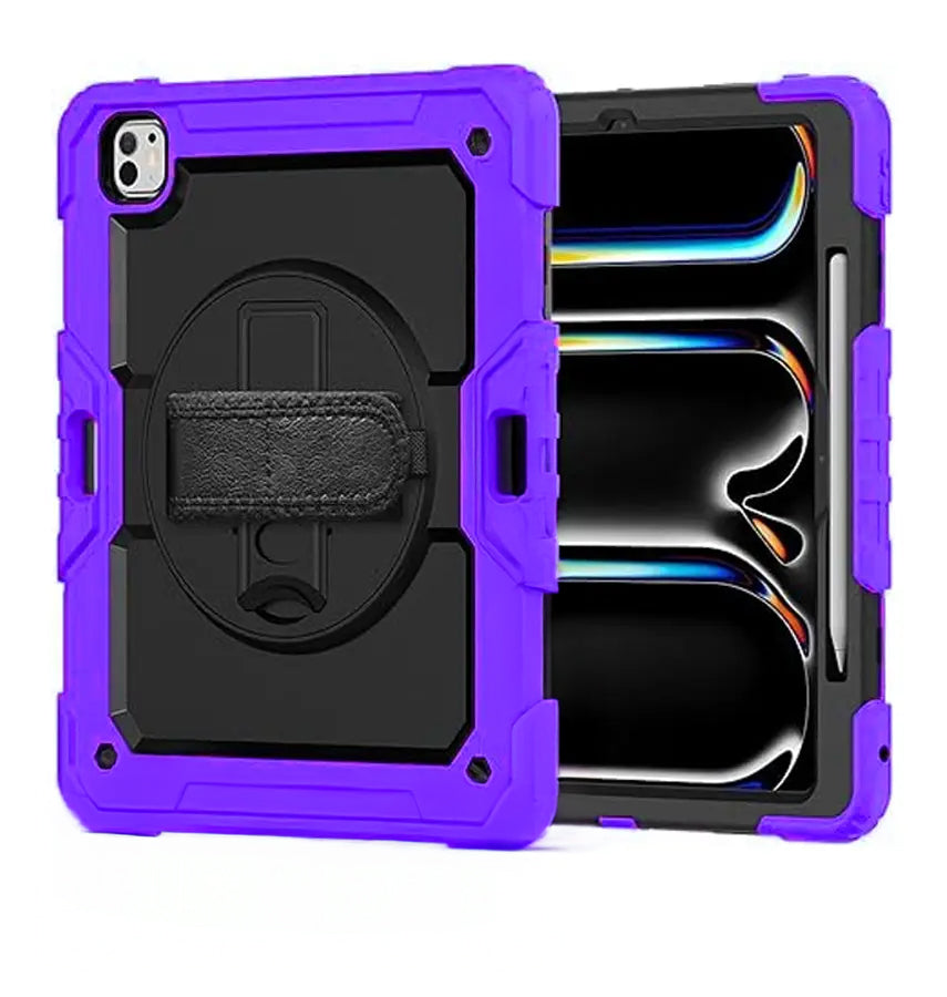 Apple iPad Pro 13" (2024) Case - Purple | Survivor Generic 360 Rotating Hand Strap Stand, Protective Cover image 0