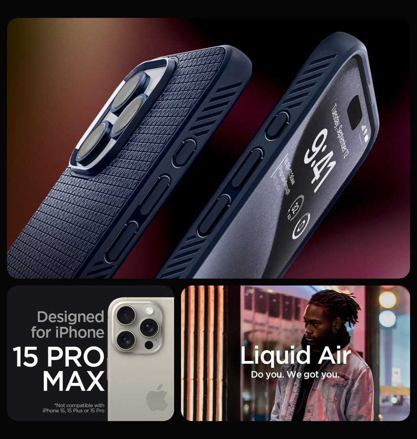 iPhone 15 Pro Max Triangle Pattern MagSafe Case - Navy Blue | Rugged Shockproof Back Cover image 1