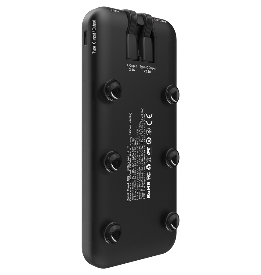 MVR Rapid 10S Power Bank - 10000mAh | 20W USB - C Fast Charging, Slim & Portable (Black) image 2