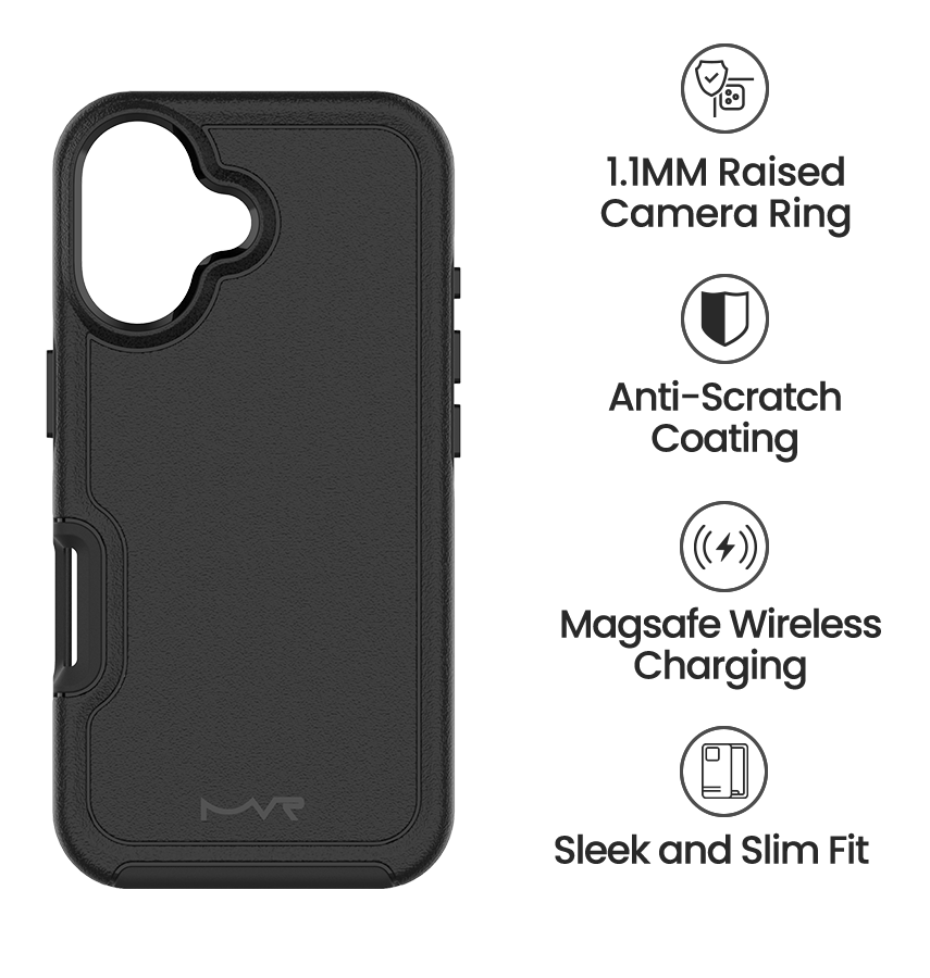 iPhone 16 MVR Armour Matte Case - Black | Soft Touch, Shockproof Protective Cover image 4
