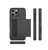 iPhone 16 Pro Card Slide Case - Black | Slim Wallet Cover with Hidden Card Slot & Shock Protection