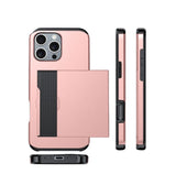 iPhone 16 Pro Max Card Slide Case - Rose Gold | Slim Wallet Cover with Hidden Card Slot & Shock Protection
