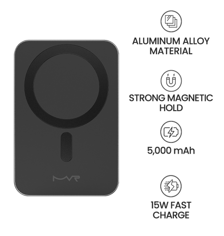 MVR Wireless MagSafe Power Bank - Black | Snap 5000mAh, Ultra Slim Portable Charger image 7