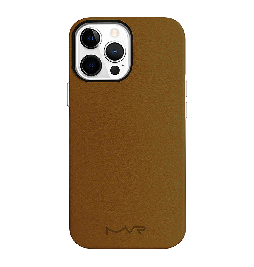 iPhone 13 Pro MVR Nappa Leather Case - Brown | Slim Protective Phone Cover image 0