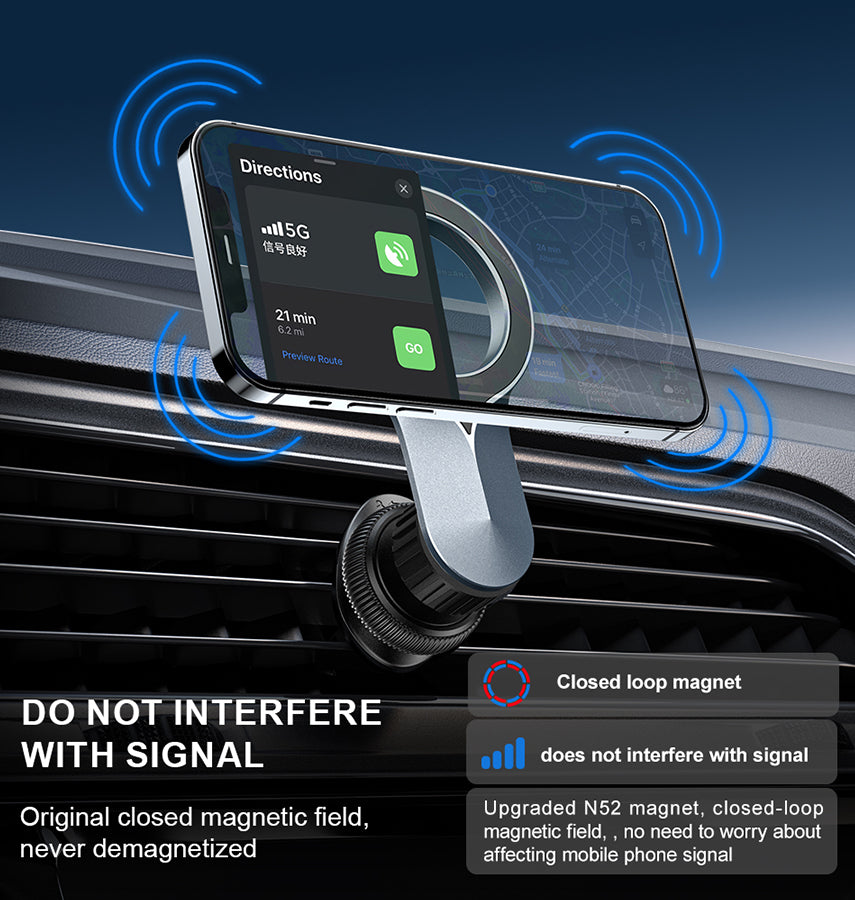 Beetle R6 MagSafe Car Phone Holder | 360° Rotating Magnetic Mount with Strong N52 Magnets & Vent/Dashboard Installation (2024 Model)