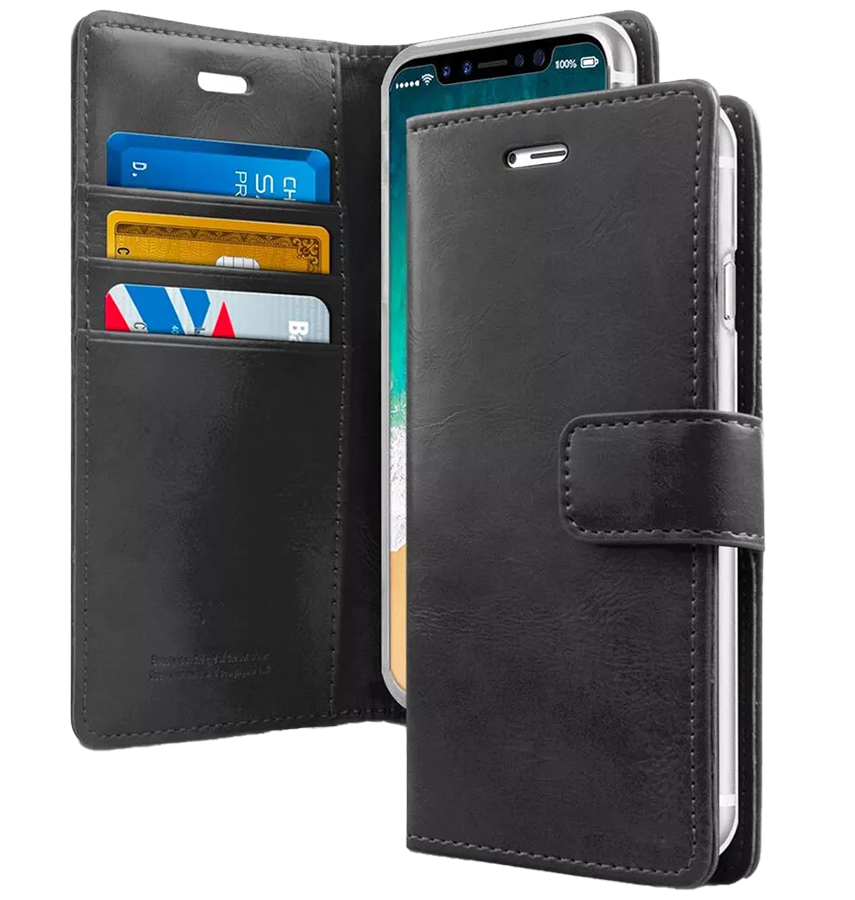 iPhone 13 Pro Max Diary Case – Black | Goospery Mercury Bluemoon Dairy Flip Wallet Cover with Secure Card Storage & Full Protection image 0