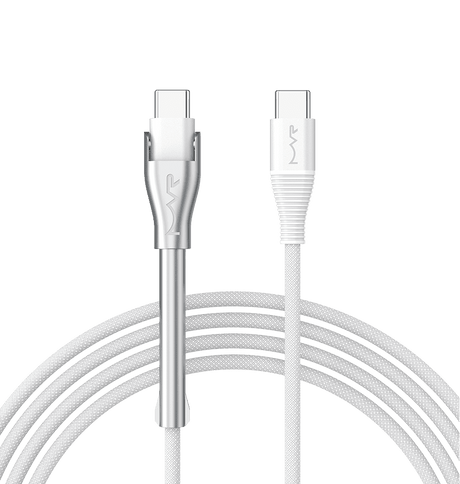 MVR 60W Nylon Braided Charging Cable - White | USB C 1.2m Multi Fast Charging Cable With Kickstand image 0